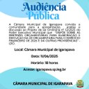 Audiência Pública sobre a LDO 2026 será realizada no dia 11 de junho, às 18h