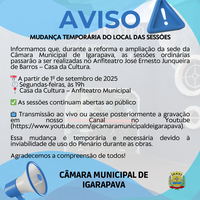 Câmara de Igarapava realizará sessões na Casa da Cultura durante reforma da sede
