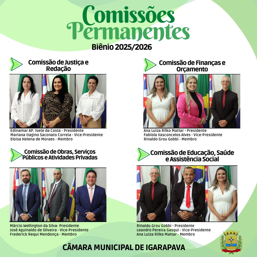 Câmara Municipal de Igarapava realiza Sessão Extraordinária e define composição das Comissões Permanentes para o biênio 2025/2026