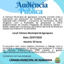 Câmara Municipal de Igarapava sediará Audiência Pública sobre Gestão de Resíduos Sólidos promovida pelo COMAM Câmara Municipal de Igarapava sediará Audiência Pública sobre Gestão de Resíduos Sólidos promovida pelo COMAM