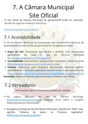 Site Oficial; Acessibilidade; Vereadores 