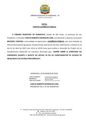 Edital - Audiência Pública (PrevIgarapava)