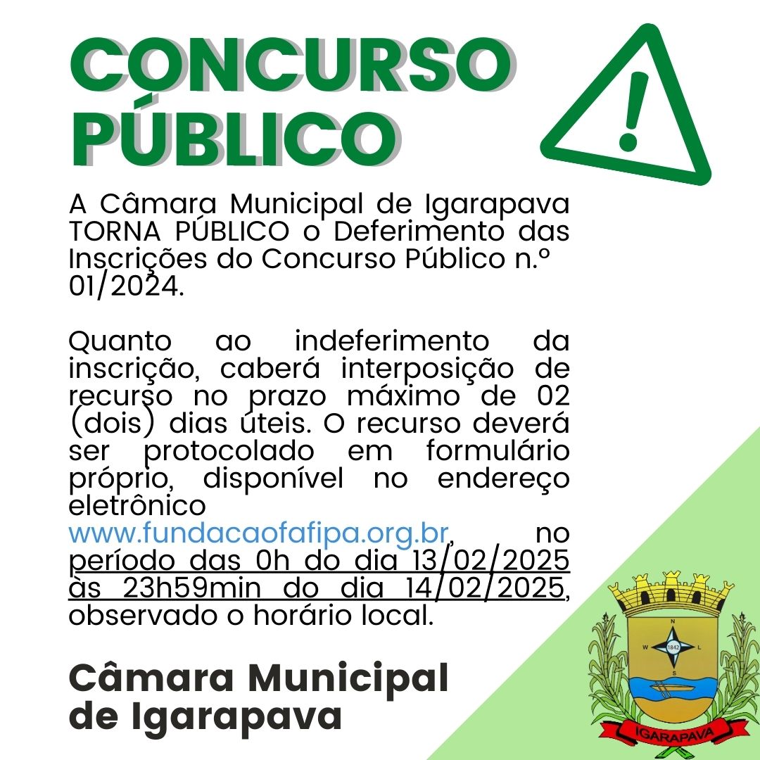 EDITAL N.º 04.01/2024 – DEFERIMENTO DAS INSCRIÇÕES