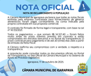 NOTA DE ESCLARECIMENTO À POPULAÇÃO - Contrato de Gêneros Alimentícios