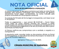 NOTA DE ESCLARECIMENTO À POPULAÇÃO - Contrato de Gêneros Alimentícios