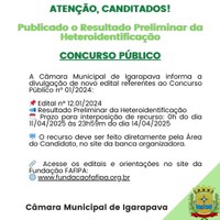 Publicado o Resultado Preliminar da Heteroidentificação – Concurso Público nº 01/2024
